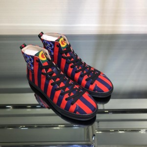 Gucci High Top High Quality Sneaker Red and blue stripes and snake print with white sole MS05035