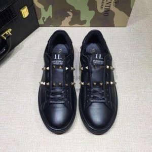 Valentino Black and platinum stud strap detail and black sole Sneakers MS07008