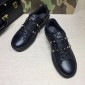 Replica Valentino Black and platinum stud strap detail and black sole Sneakers MS07008