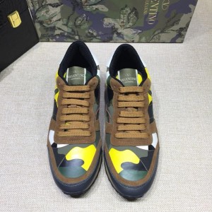 Valentino Yellow camouflage and yellow heel with white sole Sneakers MS07015