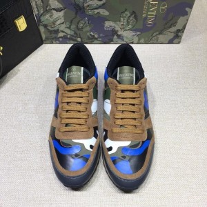 Valentino Blue camouflage and blue heel with white sole Sneakers MS07016