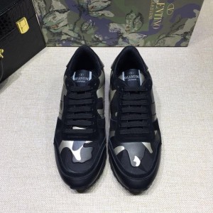 Valentino Black camouflage and black heel with white sole Sneakers MS07030