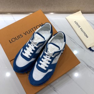 Louis Vuitton Fashion Sneakers Blue suede and white mesh gauze with blue sole MS071004