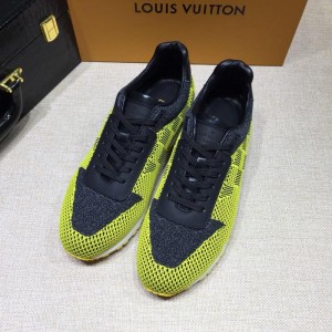 Louis Vuitton Perfect Quality Sneakers Yellow and grey mesh gauze with white sole MS071006