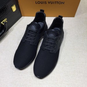 Louis Vuitton Perfect Quality Sneakers Black mesh and black heel with black sole MS071008