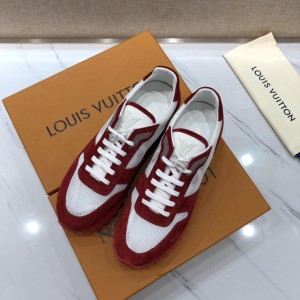 Louis Vuitton Perfect Quality Sneakers White and red suede with red soles MS071010