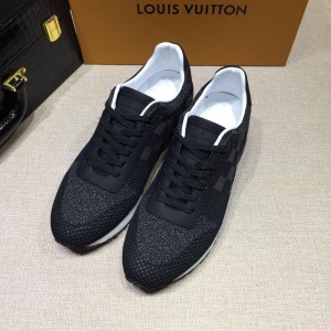 Louis Vuitton Perfect Quality Sneakers Black mesh and grey details with white sole MS071014