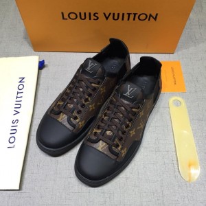 Louis Vuitton Perfect Quality Sneakers Black and brown Monogram print with black sole MS071022