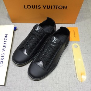 Louis Vuitton Perfect Quality Sneakers Black and LV printed tongue and black sole MS071024