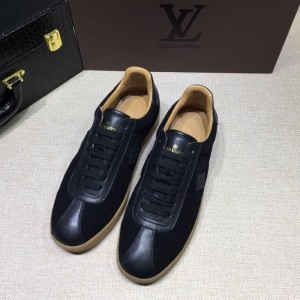 Louis Vuitton Perfect Quality Sneakers Black suede and Monogram inlay detail with brown sole MS071034