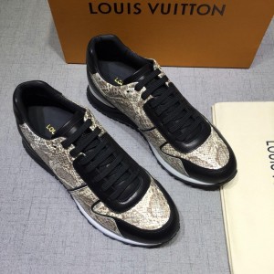 Louis Vuitton Perfect Quality Sneakers Silver snake print and black leather detail with white sole MS071035