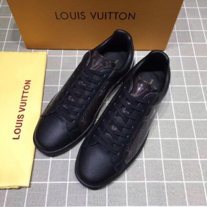 Louis Vuitton Perfect Quality Sneakers Black and brown Monogram print with black sole MS071054