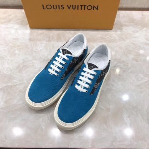 Louis Vuitton Perfect Quality Sneakers Blue and Black Monogram Embossed with White Sole MS071072