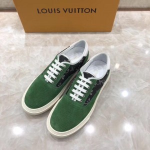 Louis Vuitton Perfect Quality Sneakers Green and black embossed Monogram with white sole MS071073