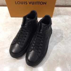 Louis Vuitton High-top Perfect Quality Sneakers Black and Monogram embossed and black sole MS071074