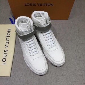 Louis Vuitton High-top Perfect Quality Sneakers White and gray Monogram details and white sole MS071081