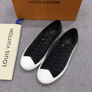 Louis Vuitton Perfect Quality Sneakers Black and Damier Tartan print with white sole MS071086