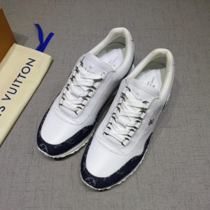 Louis Vuitton Perfect Quality Sneakers White and blue Monogram detail with white sole MS071092