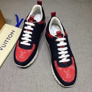 Louis Vuitton Perfect Quality Sneakers Black and Red Monogram Toe with White Sole MS071097