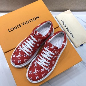 Louis Vuitton Perfect Quality Sneakers Red and Monogram print with white sole MS071105