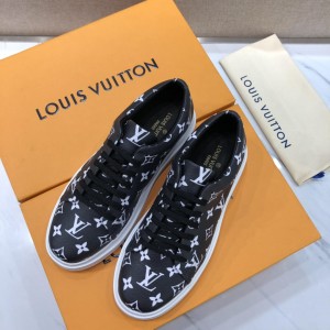 Louis Vuitton Perfect Quality Sneakers Black and Monogram print with white sole MS071106