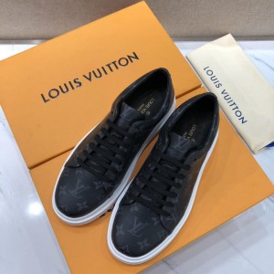 Louis Vuitton Perfect Quality Sneakers Black and Monogram print with white sole MS071109