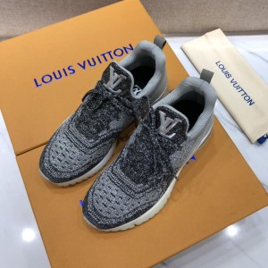 Louis Vuitton Perfect Quality Sneakers Grey knit and LV patch tongue with white sole MS071118