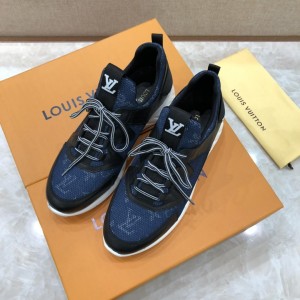 Louis Vuitton Perfect Quality Sneakers Blue Monogram and Black Leather Details with White Sole MS071125