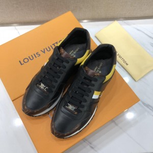 Louis Vuitton Perfect Quality Sneakers Black and brown leather details with white sole MS071127