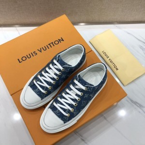 Louis Vuitton Perfect Quality Sneakers Blue Monogram and white toe and white sole MS071145