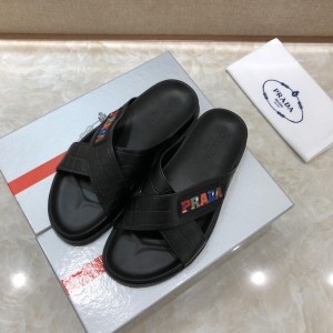 Prada Slippers with colorful letter in crisscross rubber MS071231