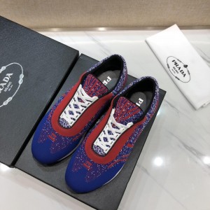 Prada Perfect Quality Sneakers Blue and red Prada print with white sole MS071246