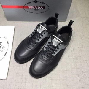 Prada Perfect Quality Sneakers Black and grey details with black sole MS071249