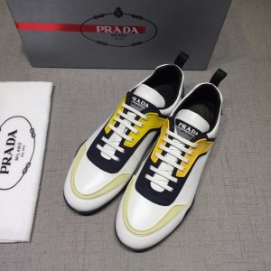 Prada Perfect Quality Sneakers White and yellow details with black sole MS071250