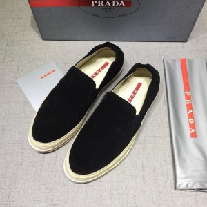 Prada Perfect Quality Sneakers Black suede and white rubber sole MS071276