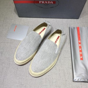 Prada Perfect Quality Sneakers Grey canvas and white rubber sole MS071277