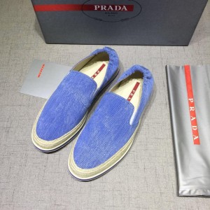 Prada Perfect Quality Sneakers Blue canvas and white rubber sole MS071278