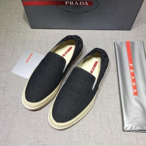 Prada Perfect Quality Sneakers Black canvas and white rubber sole MS071279