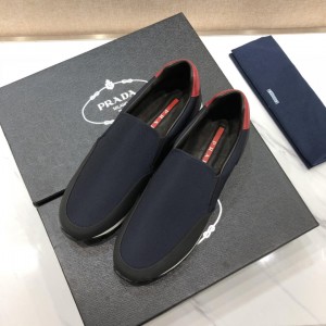 Prada Perfect Quality Sneakers Blue and red heel with white sole MS071297