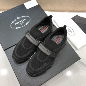 Prada Perfect Quality Sneakers Black and gray straps with black sole MS071321