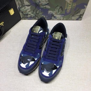 Valentino Perfect Quality Sneakers Blue and camouflage stars detail with white sole MS071430