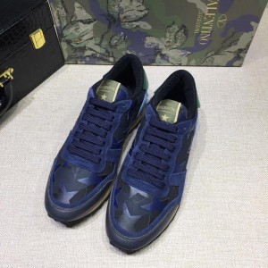 Valentino Perfect Quality Sneakers Blue and camouflage stars detail with white sole MS071433