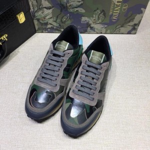 Valentino Perfect Quality Sneakers Grey and green camouflage details with beige soles MS071442