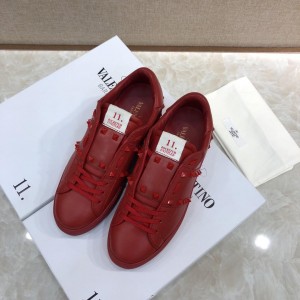 Valentino Perfect Quality Sneakers Red and red stud ribbon detail with red sole MS071457