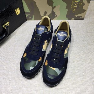 Valentino Perfect Quality Sneakers Blue and yellow camouflage with beige soles MS071463