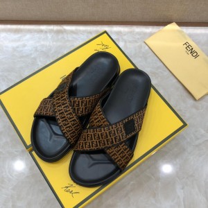 Fendi Slippers with FF design in crisscross canvas MS07213 MS07214