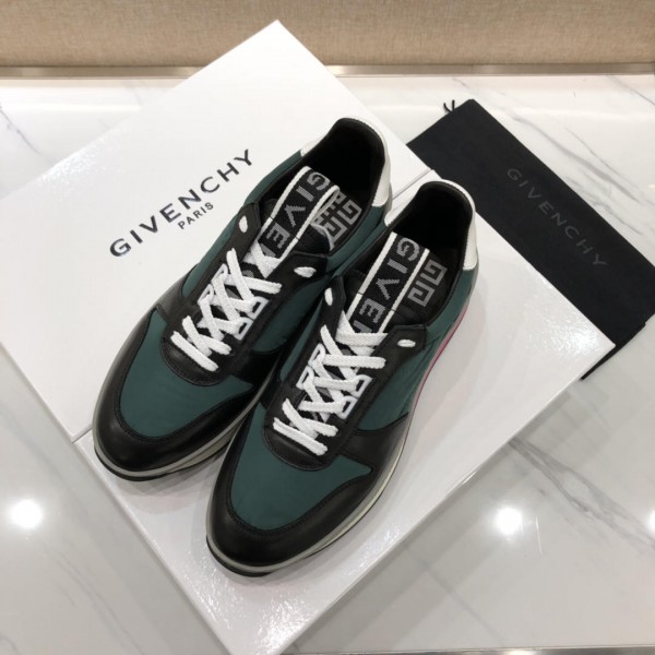 Givenchy Fashion Sneakers Green and black shiny leather with white heel MS07461