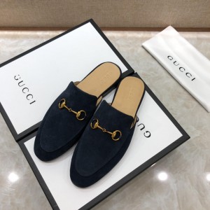 Guccideep blue Slipper with golden button MS07531