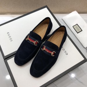 Gucci Black Perfect Quality Loafers With Golden Buckle MS07539