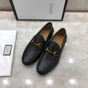 Gucci Deep Blue leather Perfect Quality Loafers With Golden Buckle MS07618